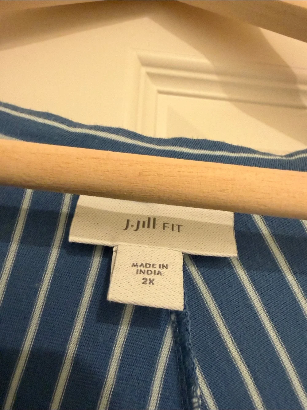 J. Jill Blue and White Striped V-Neck Midi Dress - Picture 4 of 4